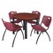 Kee Kee Round Table & Chair Set, Wood, Metal, Plastic Top, Cherry TB36RNDCHBPBK47BY - alternate 1